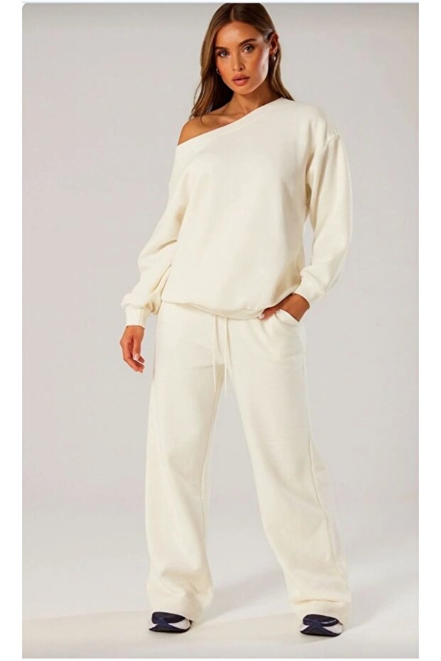 YENİ ÜRÜN Kadın Omzu Düşük Oversize Basic Sweatshirt - 1