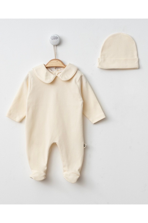 Kıl Piped Jumpsuit and Hat 100% Cotton Newborn