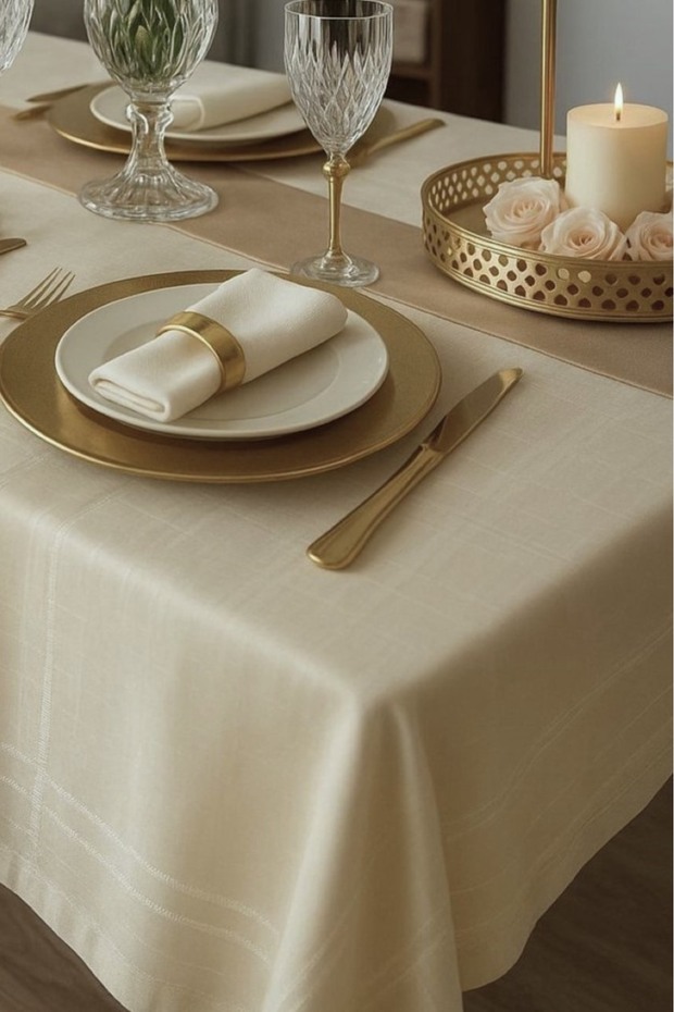 Easy-Care Stain Resistant Linen Colber Tablecloth