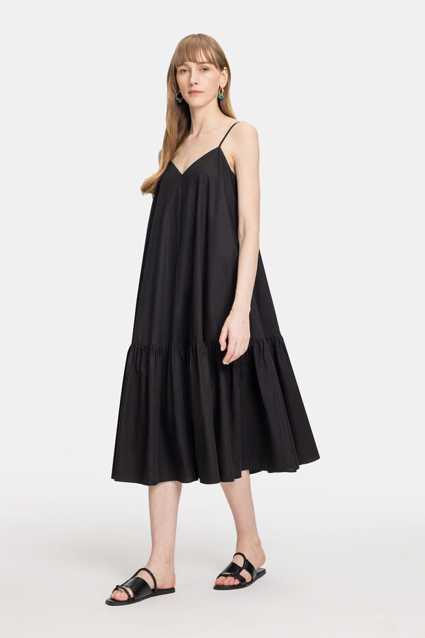 SİYAH ASKILI MAXİ ELBİSE - 7