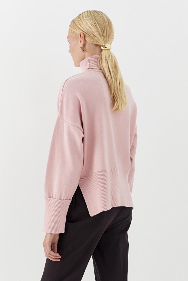 Basic Boğazlı Triko Kazak Pembe - 6
