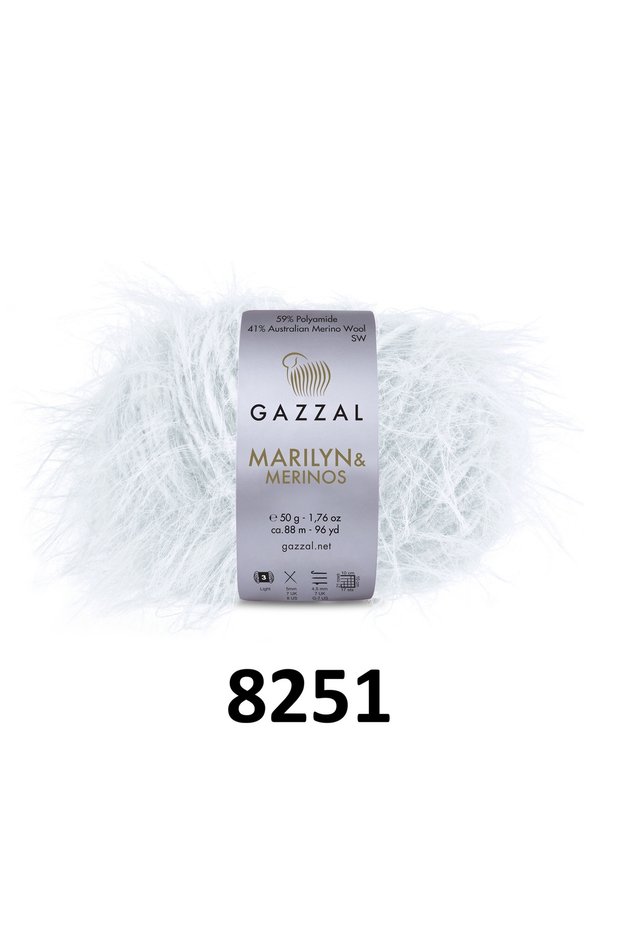 Gazzal Marilyn Merino Long Hair Knitting Yarn 250g 5X50G 88m Soft