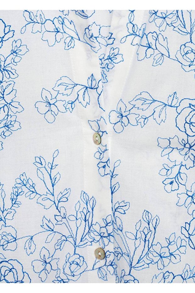 Çiçek işlemeli gömlek - 5