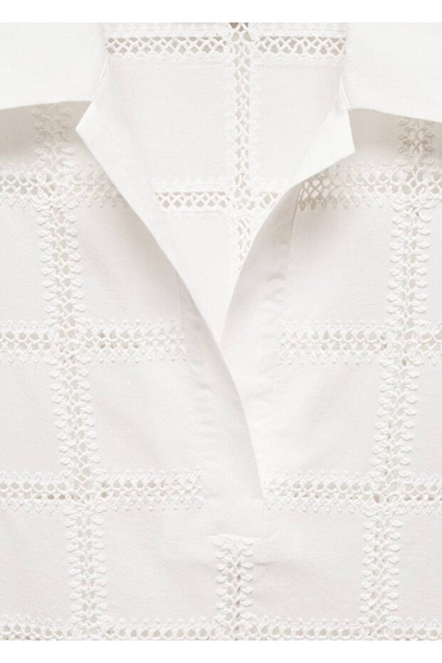 İşlemeli polo yaka bluz - 5