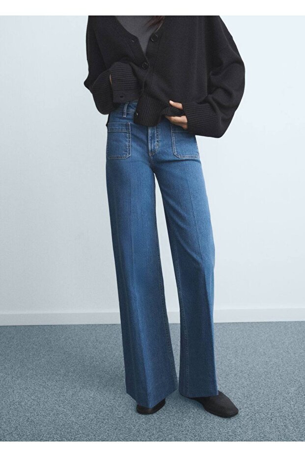 Düğmeli wideleg jean - 1