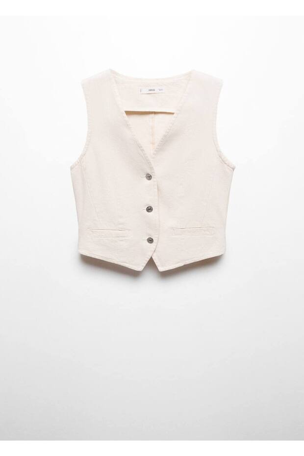 Düğmeli denim yelek - 3