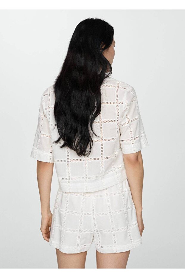 İşlemeli polo yaka bluz - 4