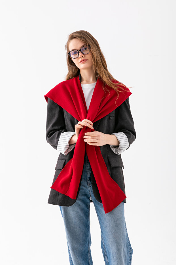 Wega Moda Kare Parçalı Patchwork Atkı - Spor Triko Örme Omuz Atkısı | Unisex Boho Şal - Atkı