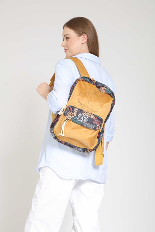 Ethnic Authentic Bohemian Backpack with Tree of Life Embroidery
