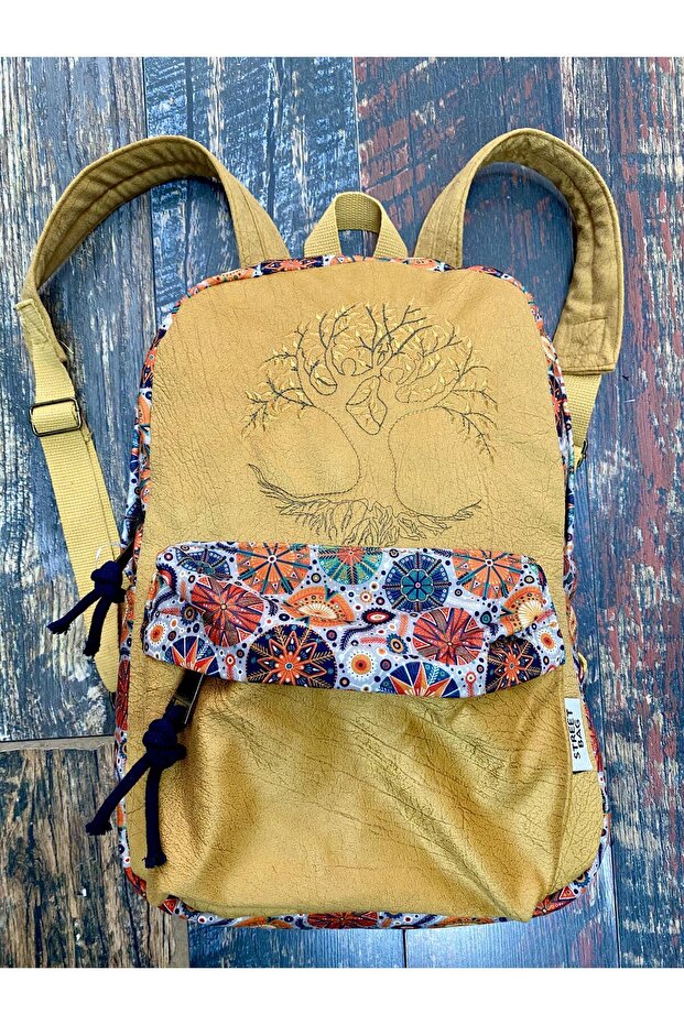 Tree of Life Embroidered Ethnic Authentic Patterned Backpack Daily Travel Use Waterproof Bag