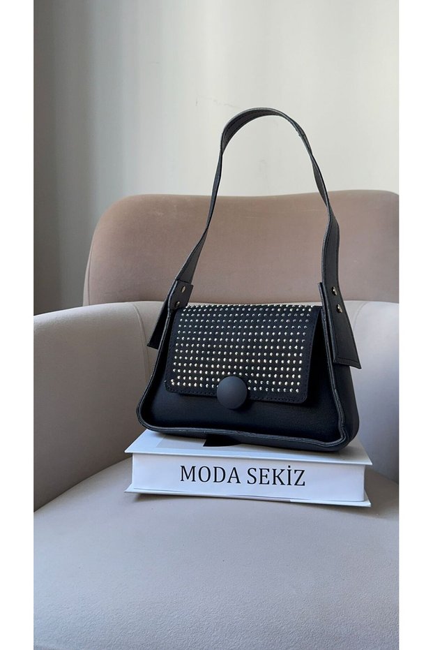 Women's Black Stone Day and Night Shoulder Bag