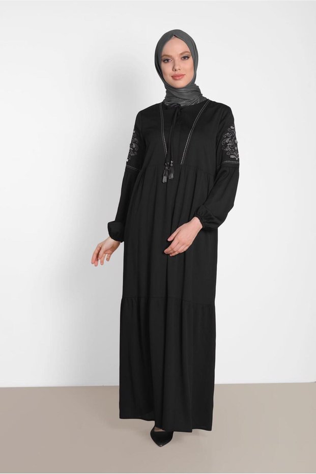Embroidered Sleeves Dress 4439