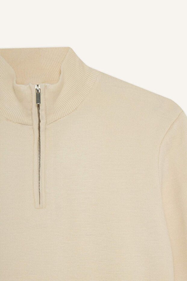 Standardowy krój, normalny krój, stójka, zamek błyskawiczny, podstawowy, prosty sweter z dzianiny A5184AX23WN - 4