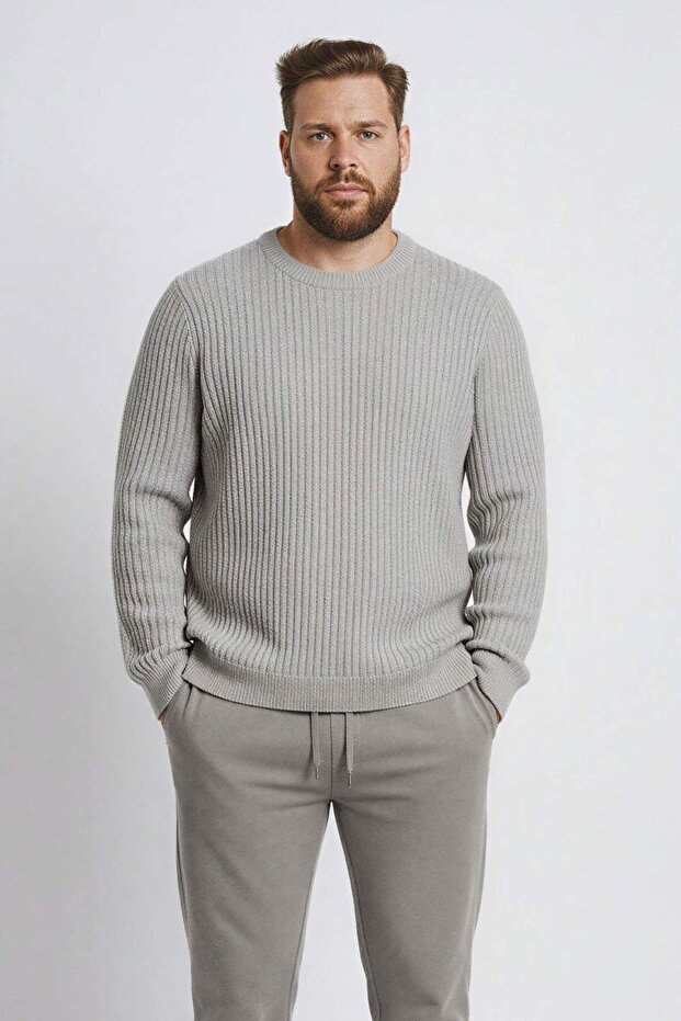 Standardowy dopasowany sweter rowerowy z podstawowym splotem E0811AX25WN - 1