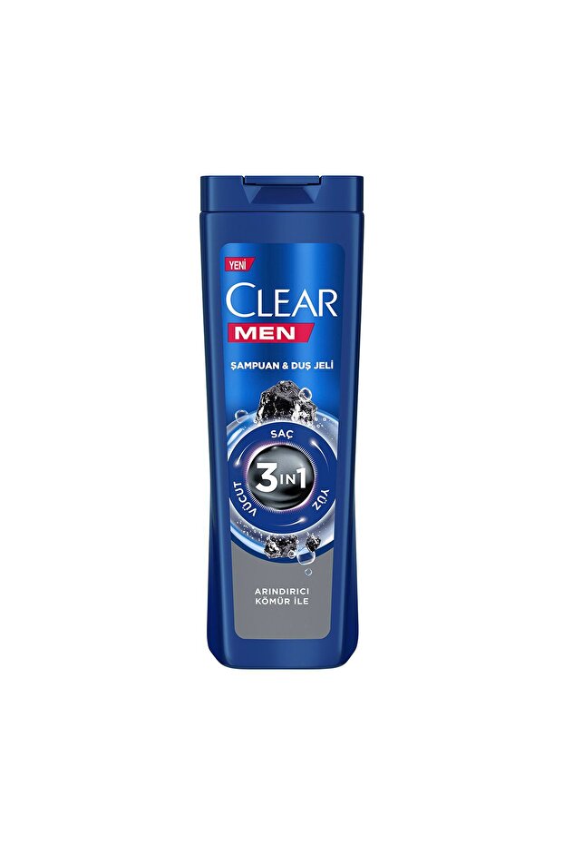 Men 3 in 1 Shampoo Shower Gel Purifying Charcoal Hair Face Body