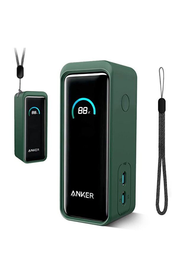 Case Cover with Lanyard For Anker Prime Power Bank 9600mAh 65W | Silicone Series | Green