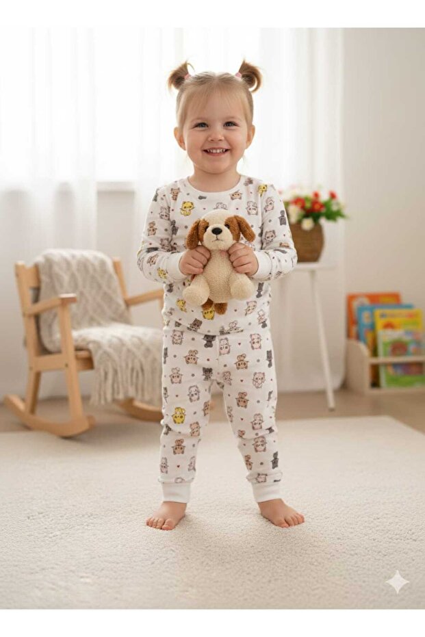 Cat Patterned Children's Pajama Set - 1