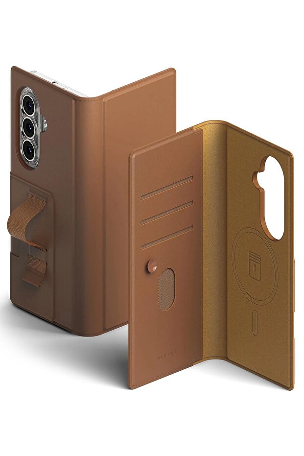 Samsung Galaxy Z Fold 7 Case Cover | Folio Wallet Magnetic |Brown