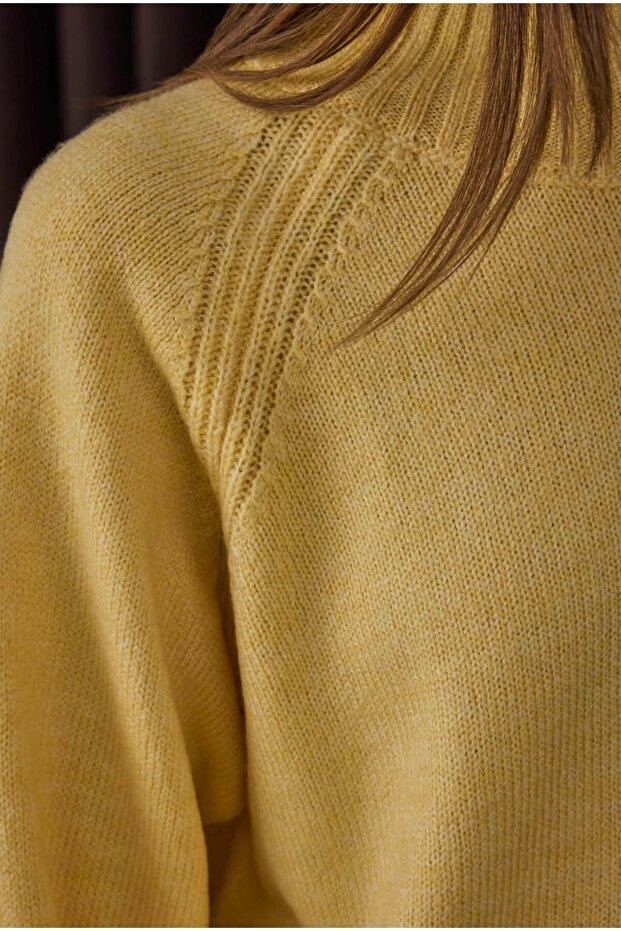 Balıkçı Yaka Basic Kazak Soft Sarı - 4