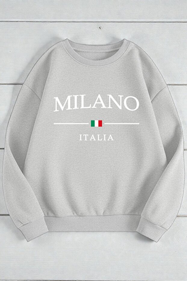 Unisex Milano Italy Design Printed Crew Neck Sweatshirt