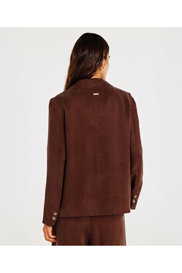 Single Button Long Sleeve Jacket - 3