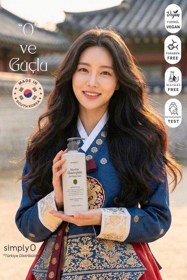 Vegan Solution Against Hair Loss | Biotin Shampoo for Hair Loss Green Breeze 500ml, Imported from Korea