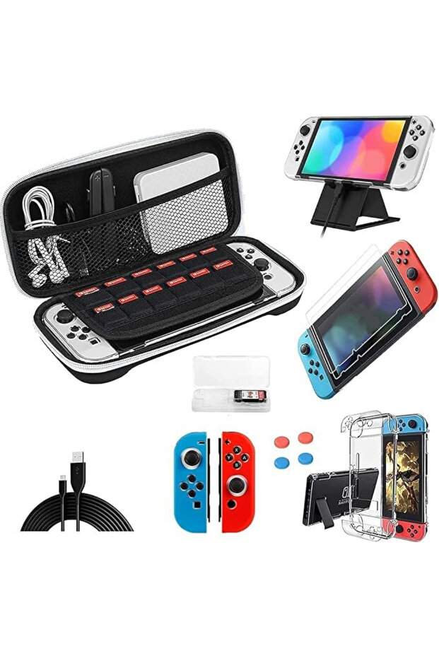 مجموعة حقيبة الحمل والملحقات 13 في 1 لجهاز Nintendo Switch OLED