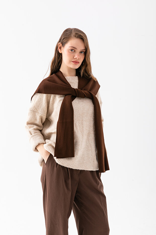 Wega Moda Kare Parçalı Patchwork Atkı - Spor Triko Örme Omuz Atkısı | Unisex Boho Şal - Atkı