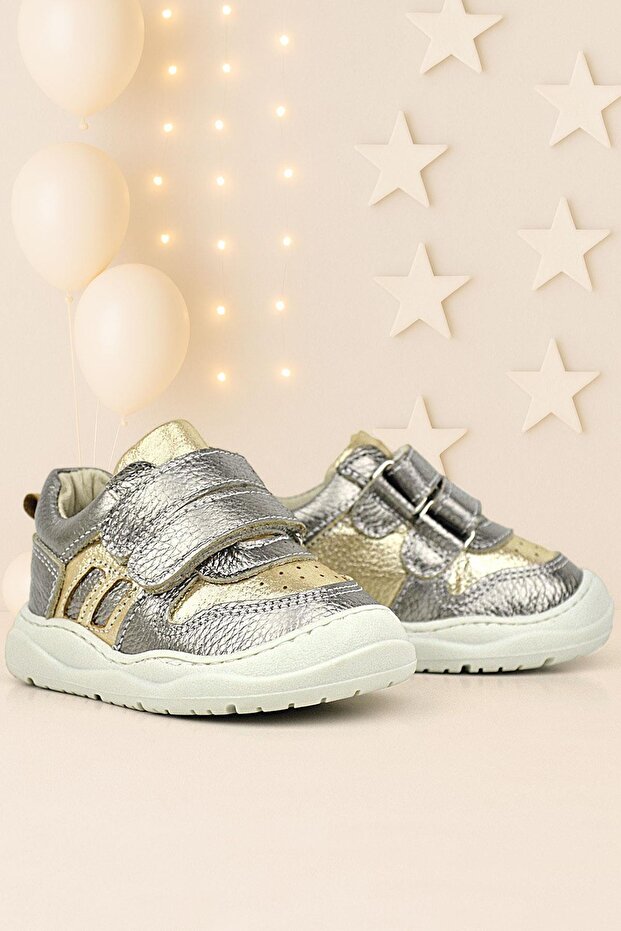Schaggy Genuine Leather Gold Baby Sneakers