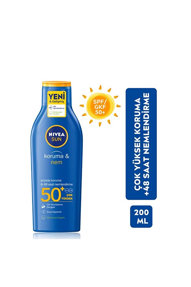 Sun Spf 50 Faktör Çok Yüksek Koruma 48 Saat Nemlendirici Güneş Kremi 200 Ml - 1