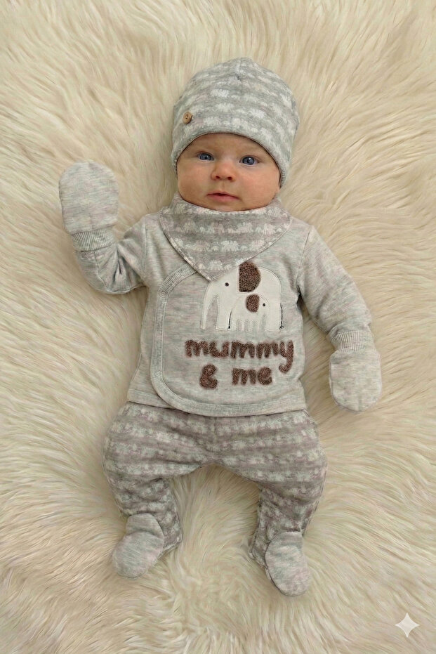 hobbebaby %100 Pamuk Antialerjik 5'li Hastane Çıkışı Yenidoğan Bebek Takımı