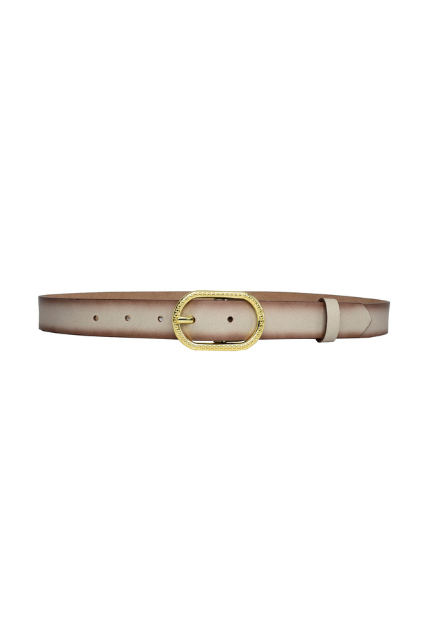 100% Genuine Leather, Gold Oval Buckle 3 Cm Mink Women's Belt; Dress, Trouser Belt = 3cm-kdn-32