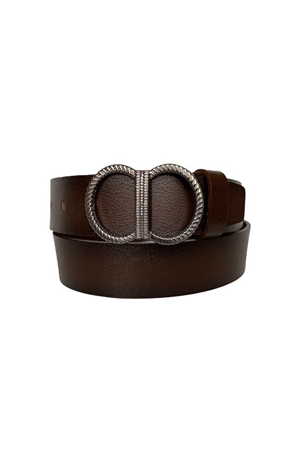 100% Genuine Leather, Nickel Buckle Dark Brown Women's Jeans, Sports Belt 4 Cm=an-byn-27