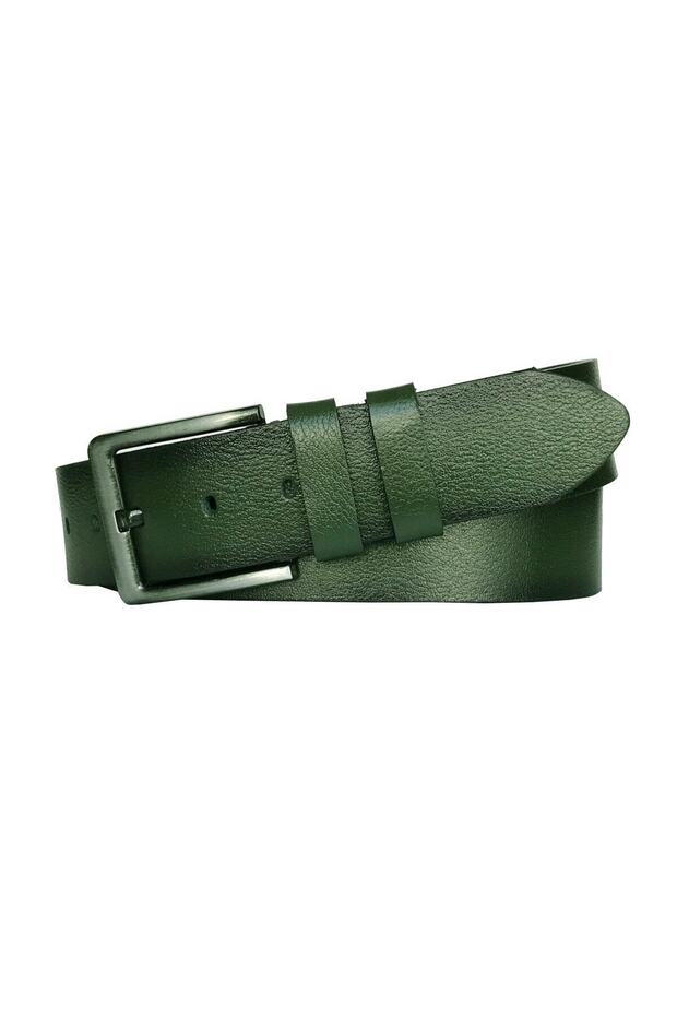 100% Genuine Quality Leather, Green 4.5 cm One-Piece Jeans, Sports Belt=Go-Dk-Kot