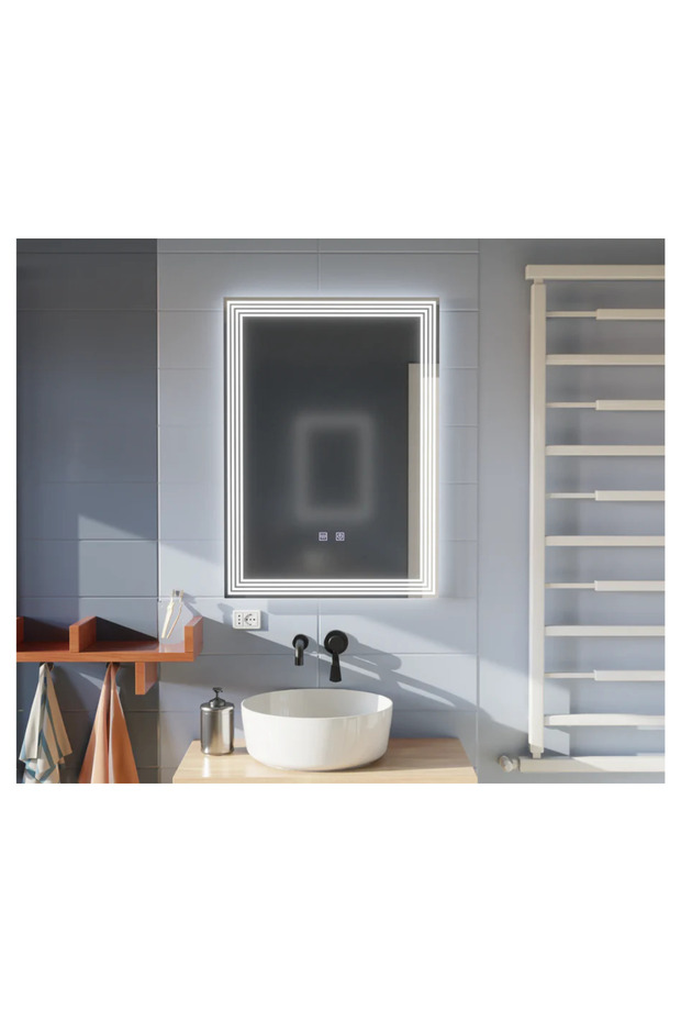 LED Rectangular Mirror, 60 x 80 cm, ADIS Touch, Demisting System, Dimmable - 2