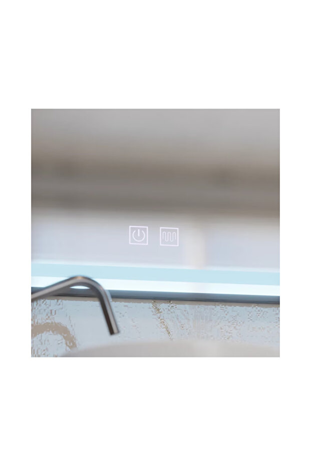 Rectangular LED Mirror 80x60cm – Edge Touch with Demisting System, Black Frame - 3