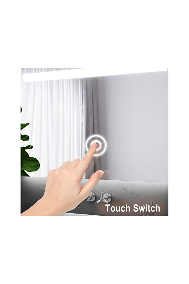 Rectangular LED Mirror 80x60cm – Edge Touch with Demisting System, Black Frame - 4