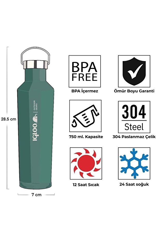Pentagon 750ml Termos Matara YEŞİL - 2