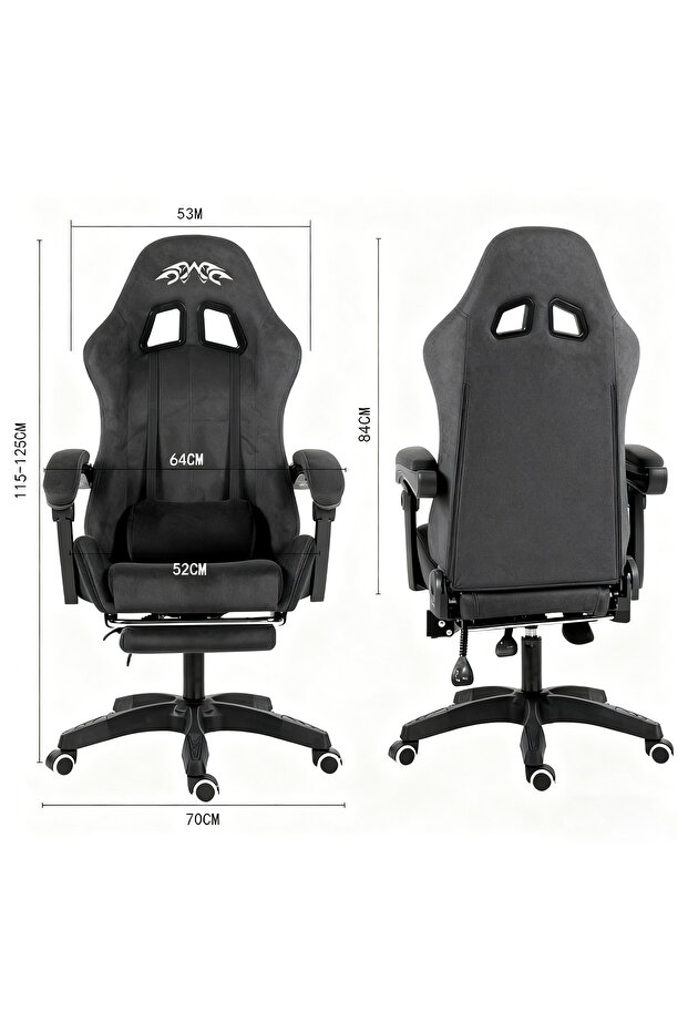 كرسي ألعاب، كرسي كمبيوتر، كرسي ألعاب من قماش الفانيلا، تصميم ظهر مرتفع، قابل للتعديل - 2