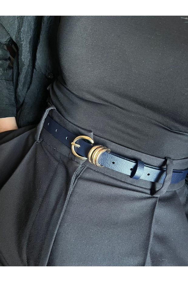 Merge Multi-Ring Pattern Women's Gold Buckle Belt Coat Belt Dress Belt Trouser Belt