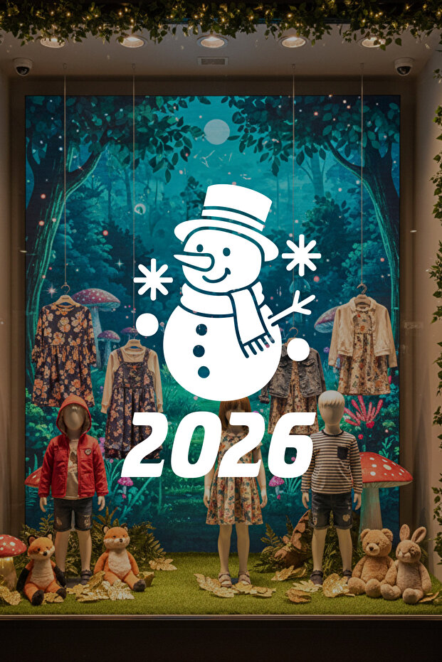 2026 New Year Glass Sticker Snowman – Window Display Decor New Year Ornament