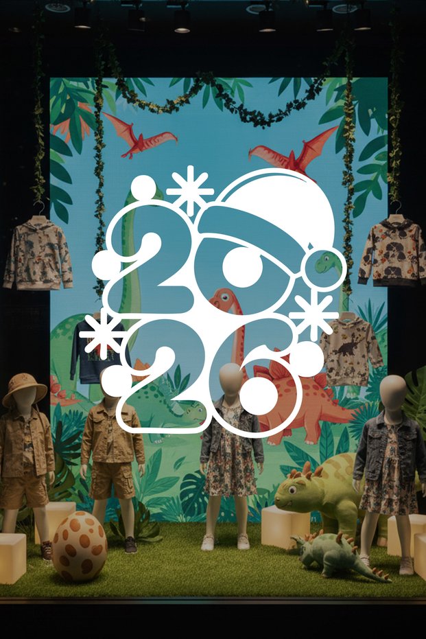 2026 New Year Window Glass Sticker with Christmas Hat - Shop & Nursery Glass Decor New Year Decoration Set