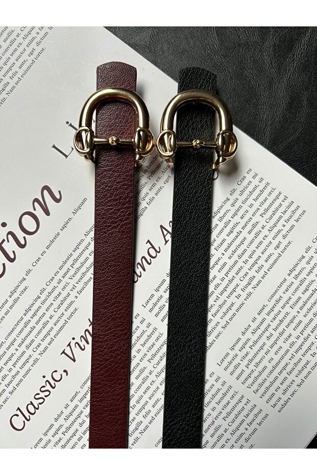 2-Pack Issue Women's Gold Buckle Belt Jacket Belt Dress Belt Trouser Belt