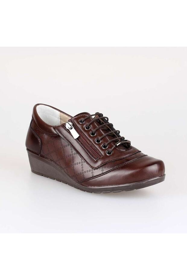 Women's Brown Lace-Up Leather Shoes