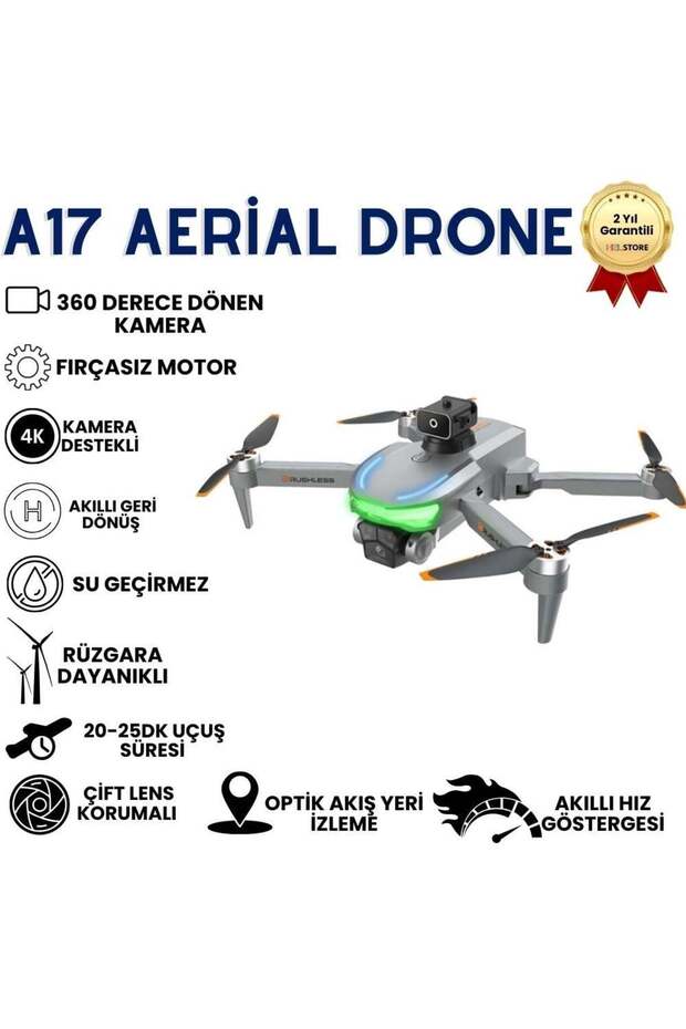 Genel Markalar A17 Drone, Katlanabilir, Akıllı 4K Kameralı,360 Derece Roll, Havada Sabitlemeli Yüksek Hızlı Drone