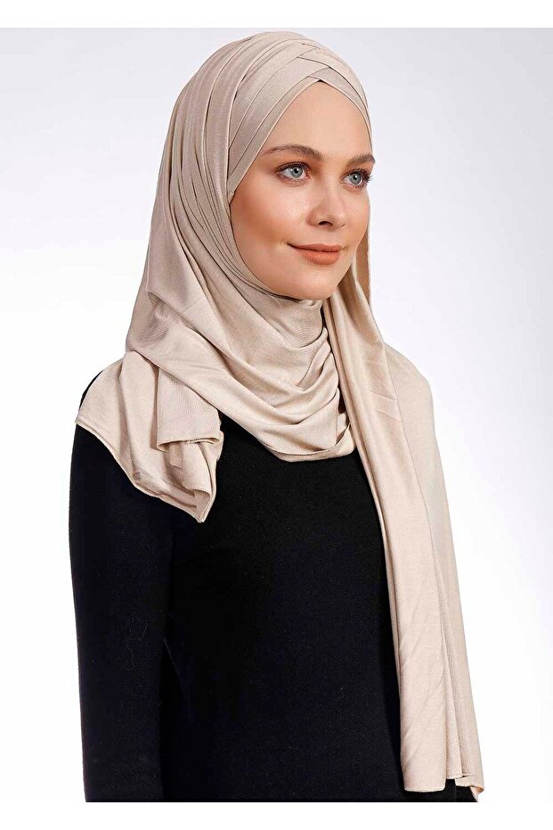 3X Comfortable Cross Lycra Shawl - St 059 Light Mink - 1