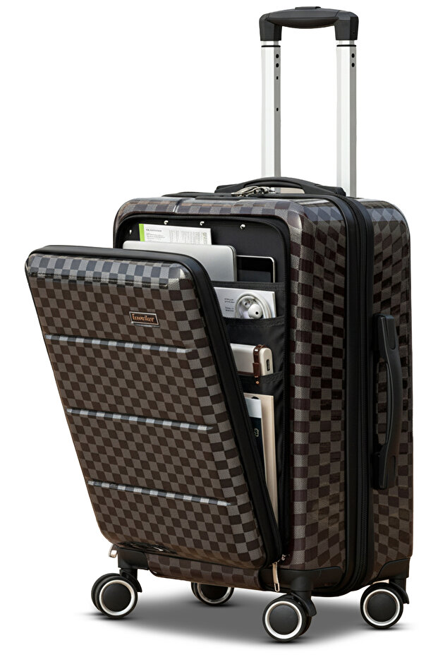Multifunctional Front Opening Hardshell ABS Carry-On Luggage, Lightweight, Laptop Compartment