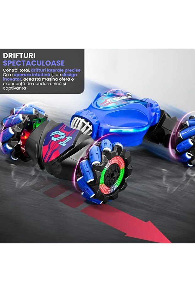 Dazzing Twisted RC Stunt Car with Gesture Sensor, 4WD, LED Lights, 2.4GHz Remote Control - 4