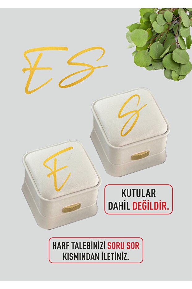 imzatasarım Nişan Söz Yüzük Yükselticisi Kutusu için Sticker 2 ADET HARF (Kutusuzdur, Sadece Sticker Harf)