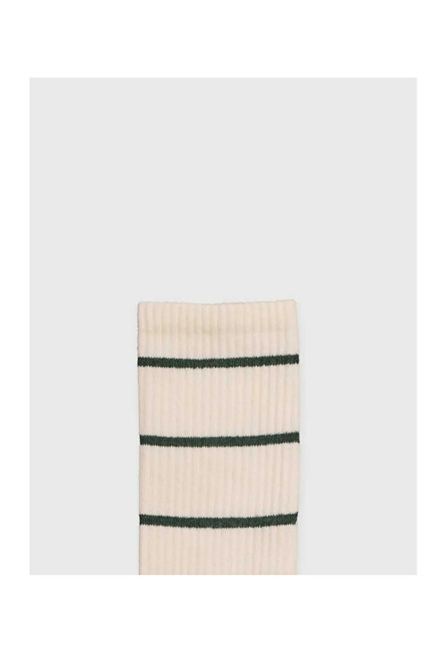 Çizgili Fitilli Örme Uzun Çorap - 4